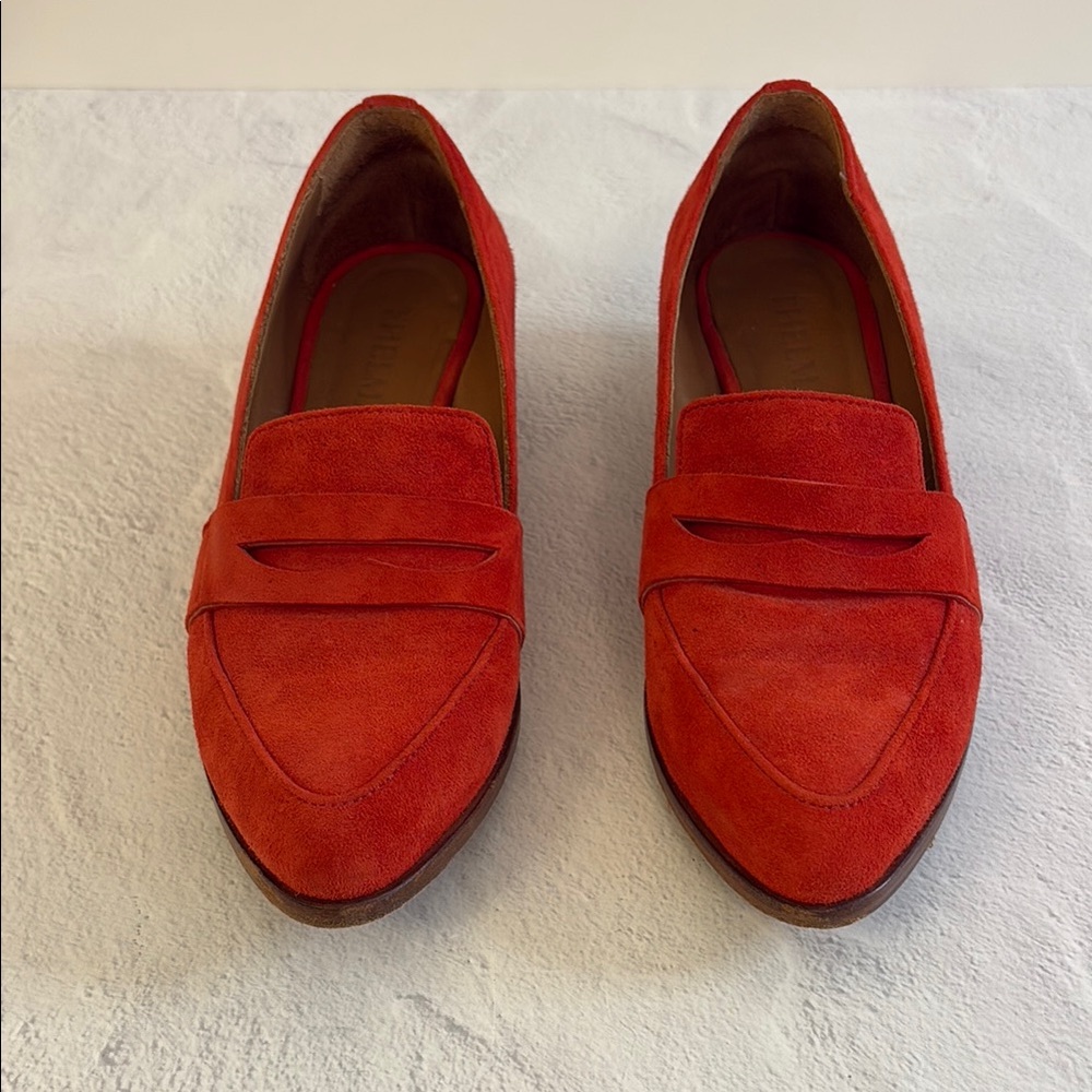 Thelma Italian Coral Red Suede Women's Loafers